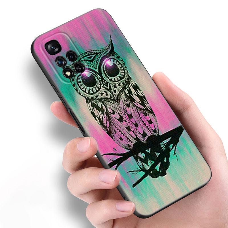 Lovely Animal Owl Black Silicone Phone Case For Xiaomi POCO X3 X4 NFC F5 M3 M4 M6 X5 X6 Pro F3 F4 GT 5G C55 C65 M5