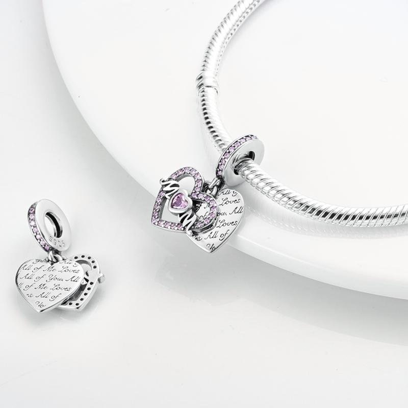 925 пробы стерлингового серебра подвеска бусины семейное сердце подходит оригинальный браслет своими руками для изготовления ожерелья с подвеской на День матери