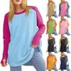 Женская свободная футболка с круглым вырезом и длинными рукавами средней длины с дырявым большим пальцем, топ
