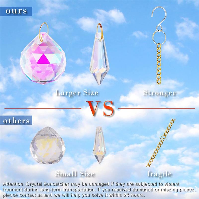 Garden Wind Chimes Colorful Prisms Windows Decor Garden Wind Chimes With Chain Pendant For Wedding Decorations