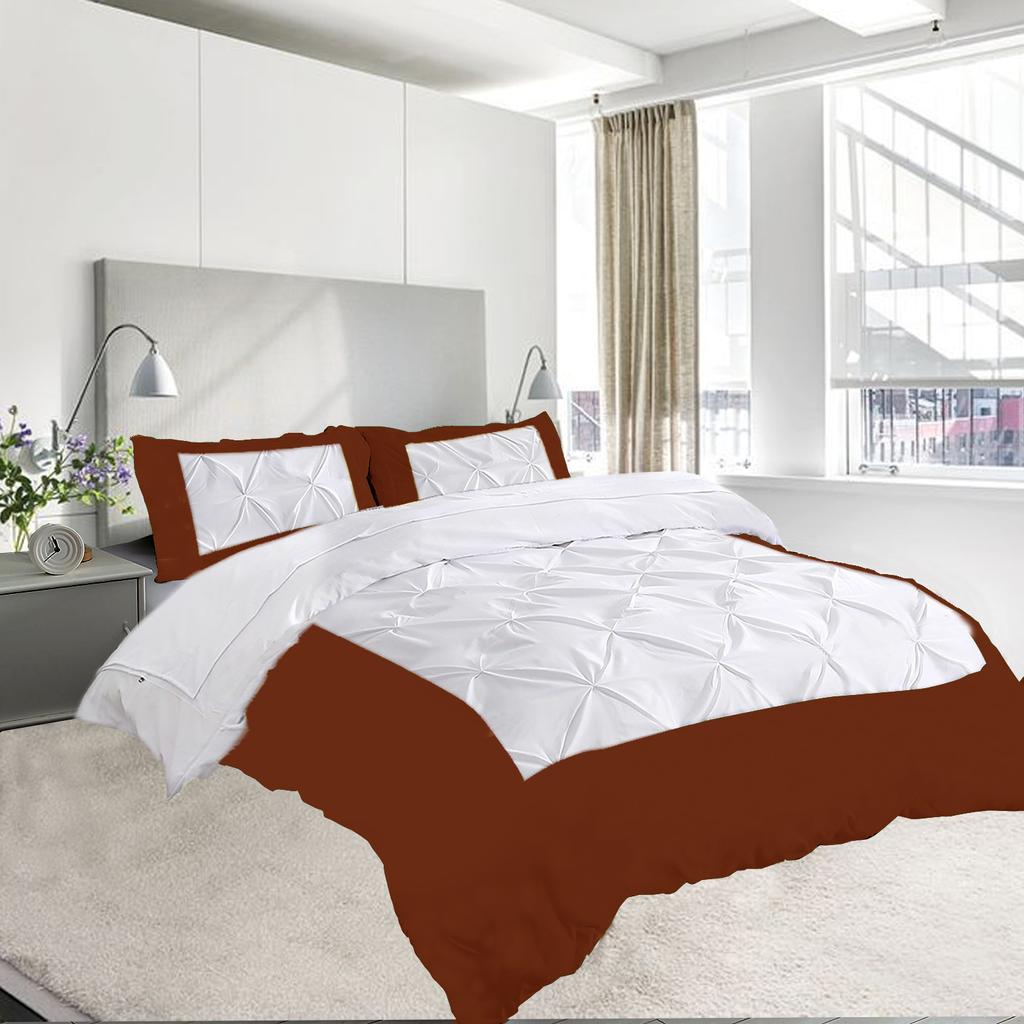 Dual Tone 600TC 3PC Duvet Cover Set 100% Egyptian Cotton - Dual Design, Multi Sizes & Colors (1 Duvet Cover & 2 Pillow Shams)