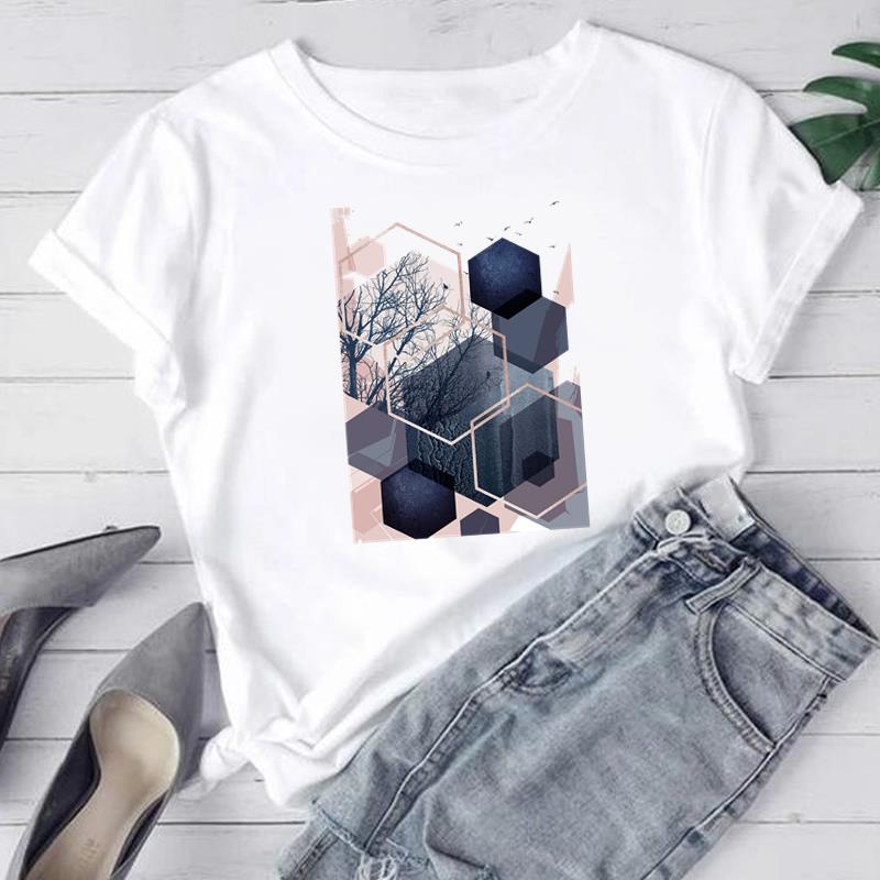 (Asian Size) Women Print Tee Beach Trend Sweet 90s Cute Top Fashion T Shirt Woman Female Clothing Short Sleeve Graphic T-shirts