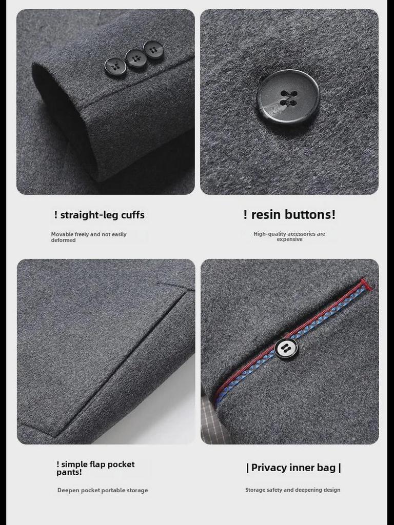 Мужское шерстяное пальто средней длины с мехом норки, съемной подкладкой из гусиного пуха и воротником-стойкой