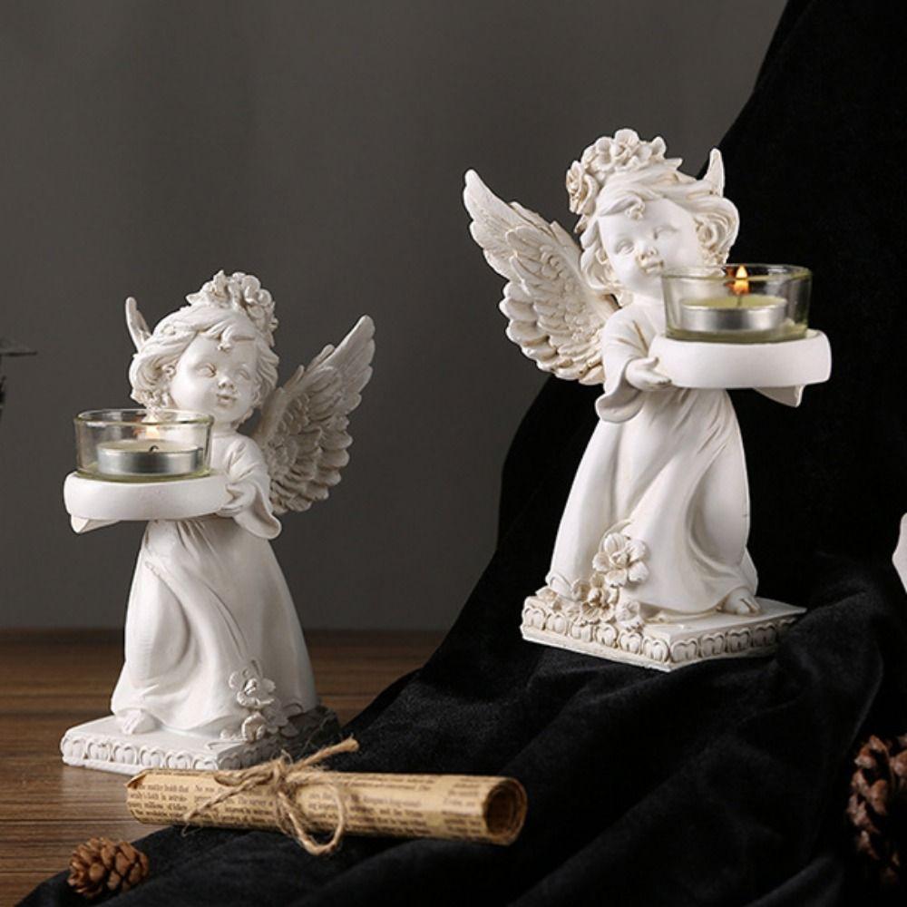 Decorative Angel Candle Holder Nordic Angel Display Holder Resin Angel Ornament Table