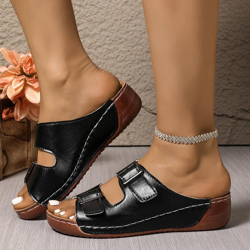 Модные женские белые сандалии-клинья больших размеров, модные шлепанцы на платформе с пряжкой, женские легкие удобные летние пляжные шлепанцы