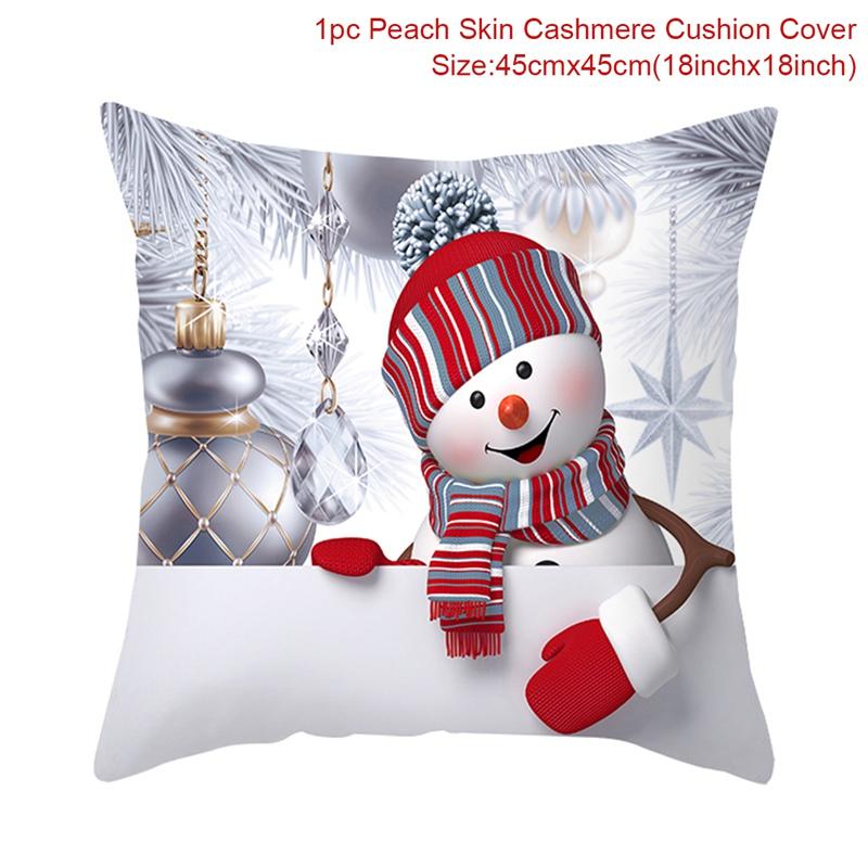 Snowman Christmas Cushion Cover Merry Christmas Decorations For Home Cristmas Sofa Decor Navidad Xmas Gifts New Year