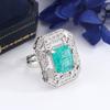 Premium Jewelry Light Luxury Emerald Square Diamond Ring Fashion Opening Adjustable Design Women's Jewelry