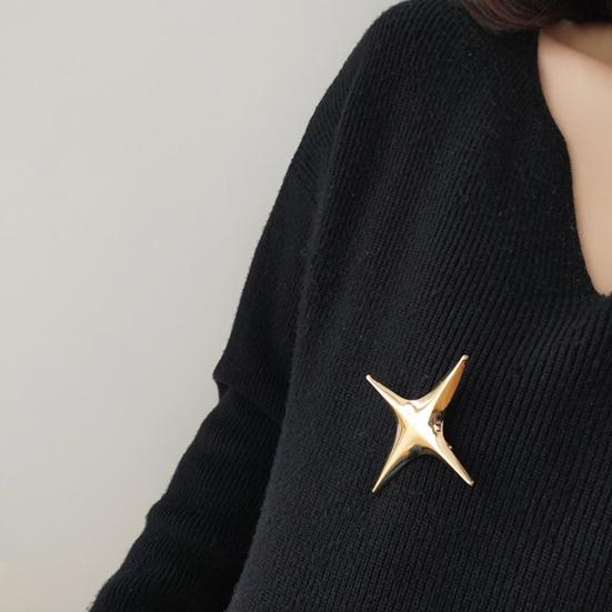 Металлическая брошь с четырехконечной звездой, элегантный деловой костюм роскошного цвета