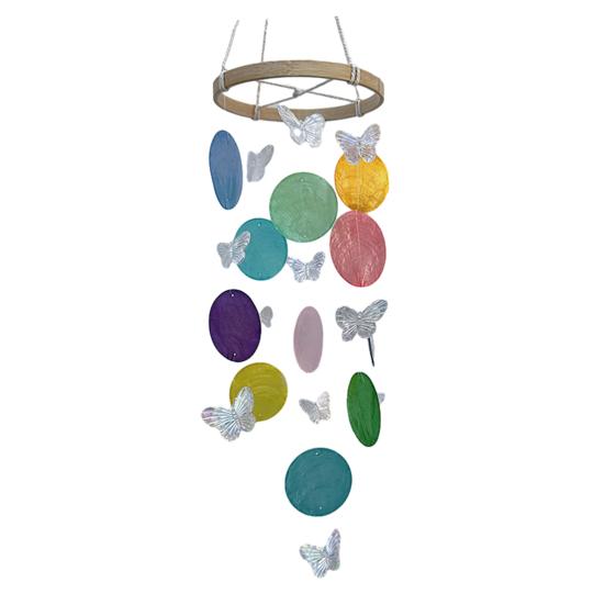 Wind Chime for Outside Ocean Theme Hanging Butterfly Windchime with Round Shells for Patio Garden Decor Gifts for Women Mom Wife