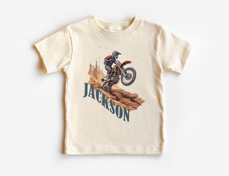 Personalized Dirt Bike Toddler Shirt - Custom Motorcycle Wheelie Kids Name Tee - Boy Toddler Youth Kids Boho Clothing