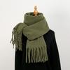 Autumn and Winter New Women's Shawl Long Tassel Beard Grass Green Thickened Solid Color Milk Fleece Scarf Scarf Women