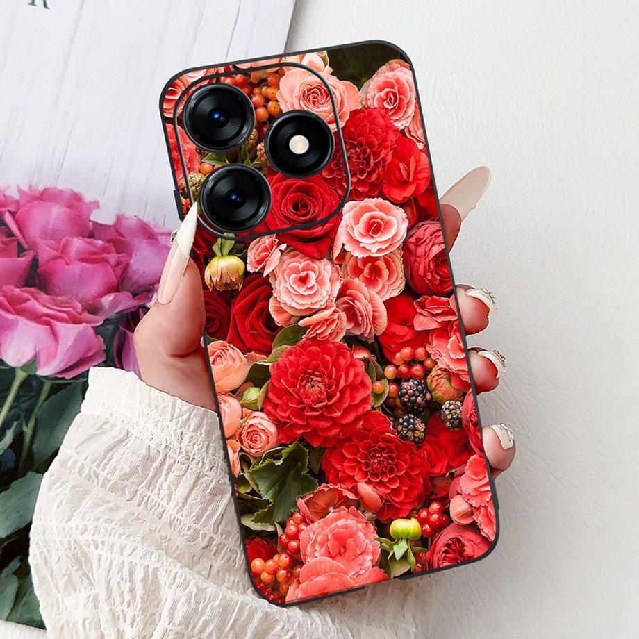 Роскошный Матовый Силиконовый Мягкий Чехол Для Tecno Spark 10c 10 Pro Spark10 4G 5G KI5k KI5q KI7 KI8 Capa Цветок Любящее Сердце Бантик Etui
