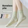 5 Pairs of Female Summer Breathable Mesh Thin Pure Cotton Candy Color Rolled Rim In The Tube Stack Socks