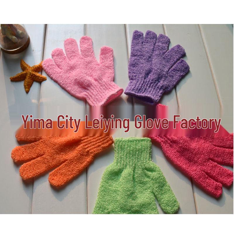 2023 Взрослые отшелушивающие перчатки для душа - Пятипальцевая мочалка из нейлона и полиэстера