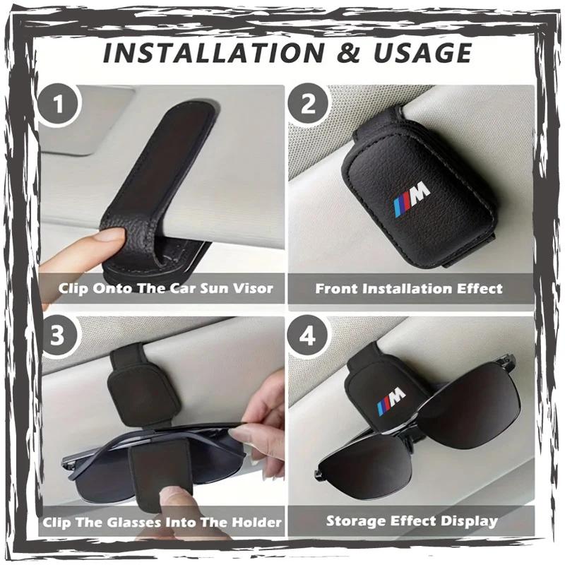 BXE1 2026 Car Sticker Car Supplies Magnetic Leather Sunglasses Clip-on Car Sun Visor For BMW M E34 E36 E60 E90 E46 E39 E70 F10 F20 F3