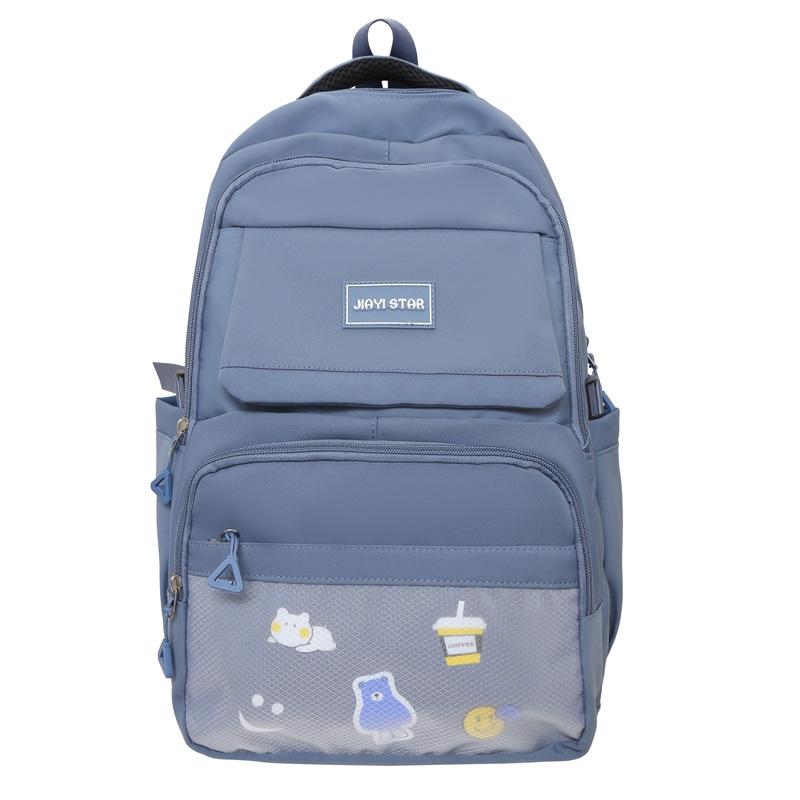 Студенческий школьный женский однотонный рюкзак большой емкости