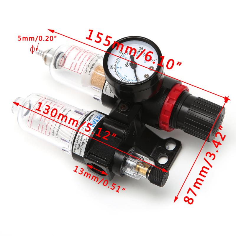G1/4" In Line Air Compressor Filter Regulator Gauge Trap Oil-Water Filter Air Separator Pressure Regulator Airbrush Compressor