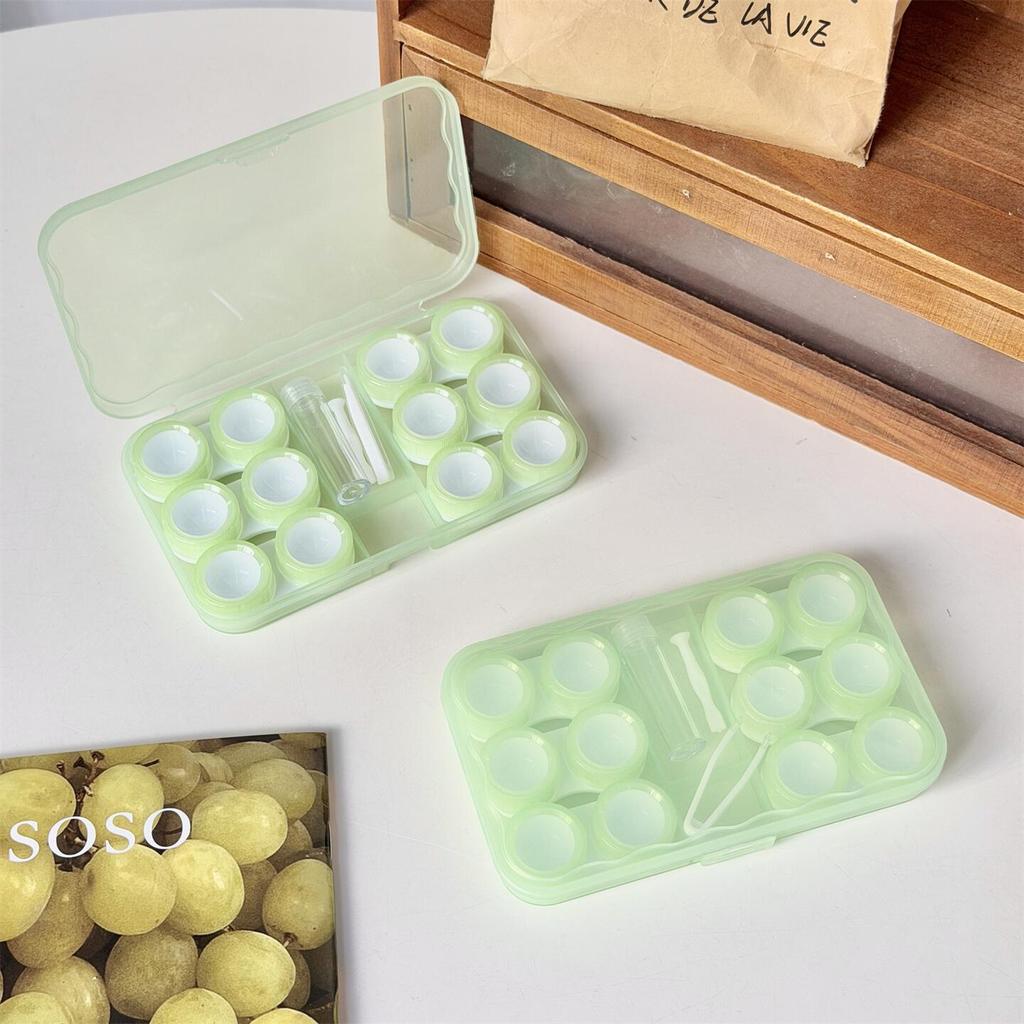 New Large-Capacity Contact Lens Box PVC Contact Lens Storage Box Morandi Color Contact Lens Companion Box Nursing Box