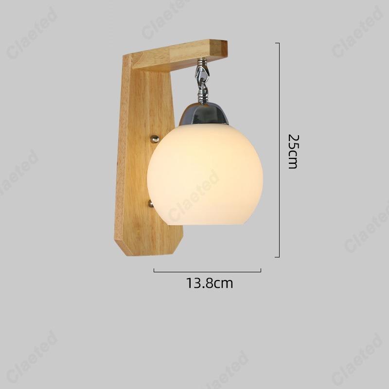 LED Glass Lampshade E27 Wooden Wall Lamp Bedroom Bedside Wall Lamp Home Living Room Bedroom Hallway Balcony Lighting Fixture