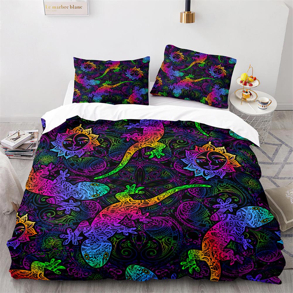 Lizard Duvet Cover Set Desert Wildlife Animal Pattern Comforter Cover King Queen Size for Adults Teens Animal Lovers Bedding Set