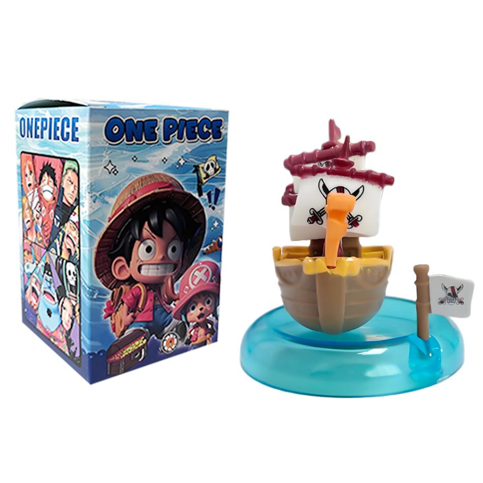 One Piece blind box 1-8pcs Anime Ship Figure Luffy Model Toy kawayi Mini Boat Pirate Ship Navy Going Merry Boat Assembled Model