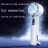 Portable Handheld Fan with Ice Sensation Cooling Technology, 4000mAh Rechargeable Battery, Foldable & Neck Hanging Design, Brushless Motor Mini Fan