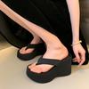 Fashion Women's Clip Toe Wedge Flip Flops 2024 Summer Chunky Platform Beach Sandals Woman Thick Sole High Heeled Slippers Slides