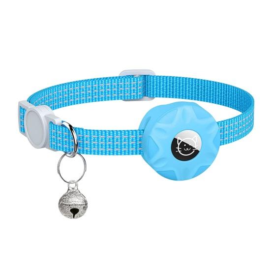 Ошейник-трекер для кошек со светоотражающими полосками, водонепроницаемый регулируемый ошейник для безопасности домашних животных, чехол для обнаружения кошек