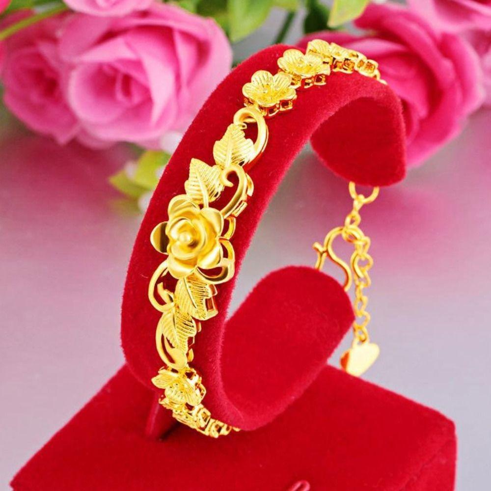 Украшения Имитация золотого цветка браслет Винтажный китайский стиль браслеты полый браслет женские подарки