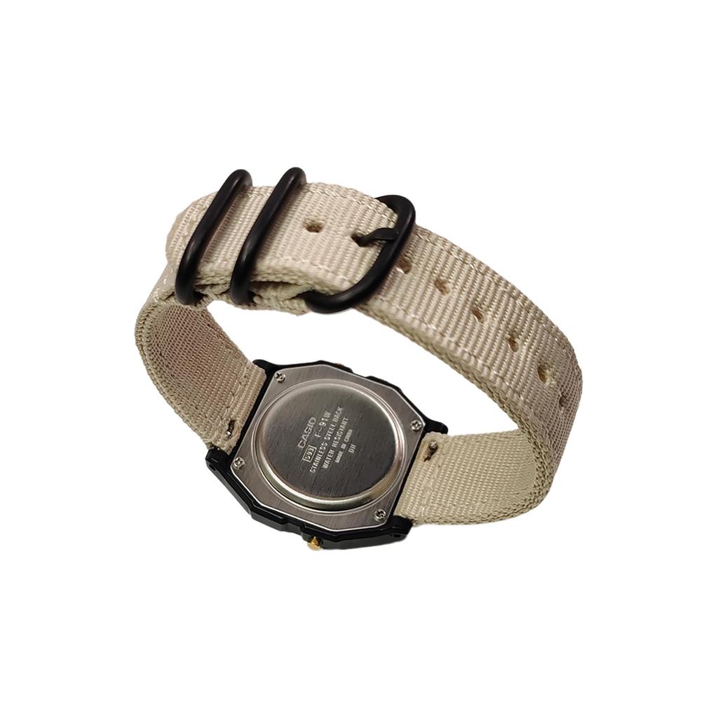 Casio Коллекция Custom Часы с кварцевым механизмом и нейлоновым ремешком Мужские часы Черный циферблат F-91WG-9(Watch5--)
