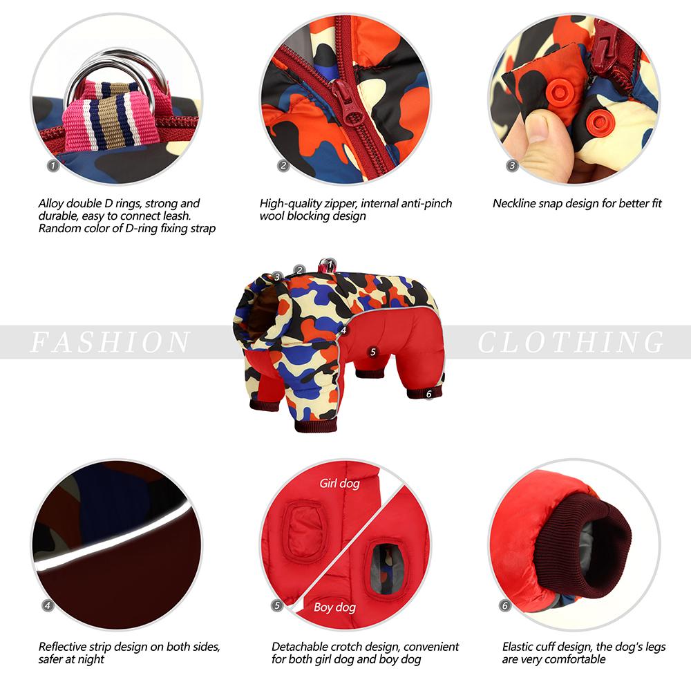 Пальто для маленьких собак, куртка, зимняя теплая одежда для щенков, водонепроницаемая камуфляжная одежда для чихуахуа, комбинезон для маленьких и средних собак, мопсов и йорков