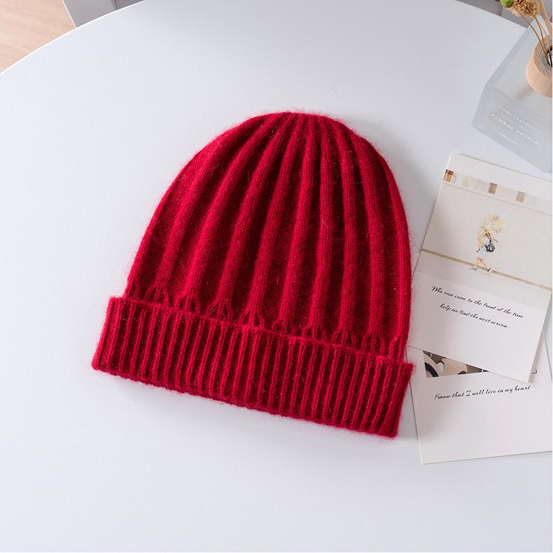 Cashmere autumn and winter cashmere thickened men's and women's children's hats pit line hats children's knitted hats