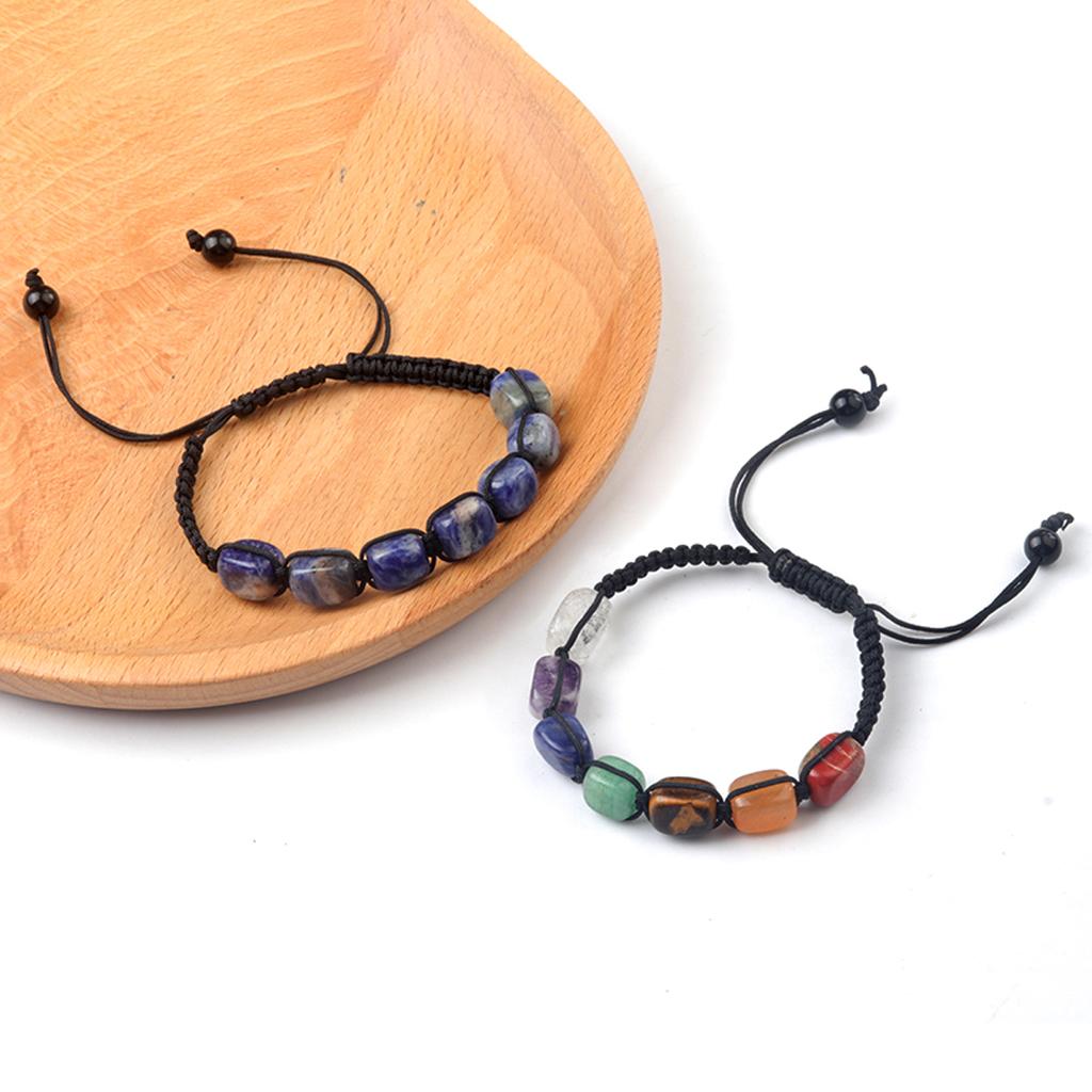 Квадратные бусины 7 чакр лечение кристалл браслет йога камень регулируемый браслет медитация релаксация тревога женский браслет