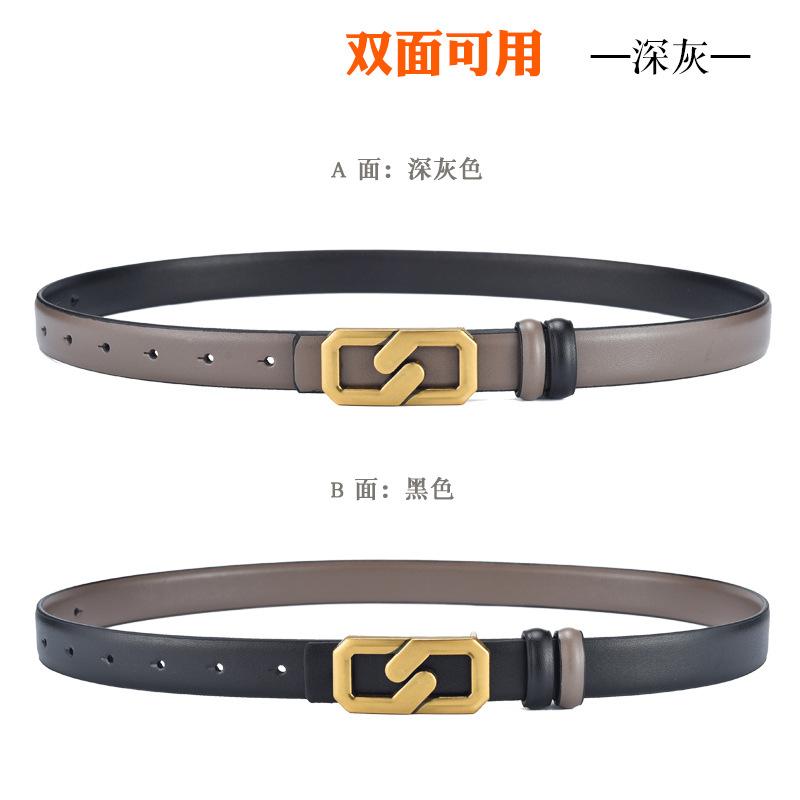 Belt Women'S Real Cowhide Women'S Smooth Buckle Belt Women'S Decorative Suit Belt Waist