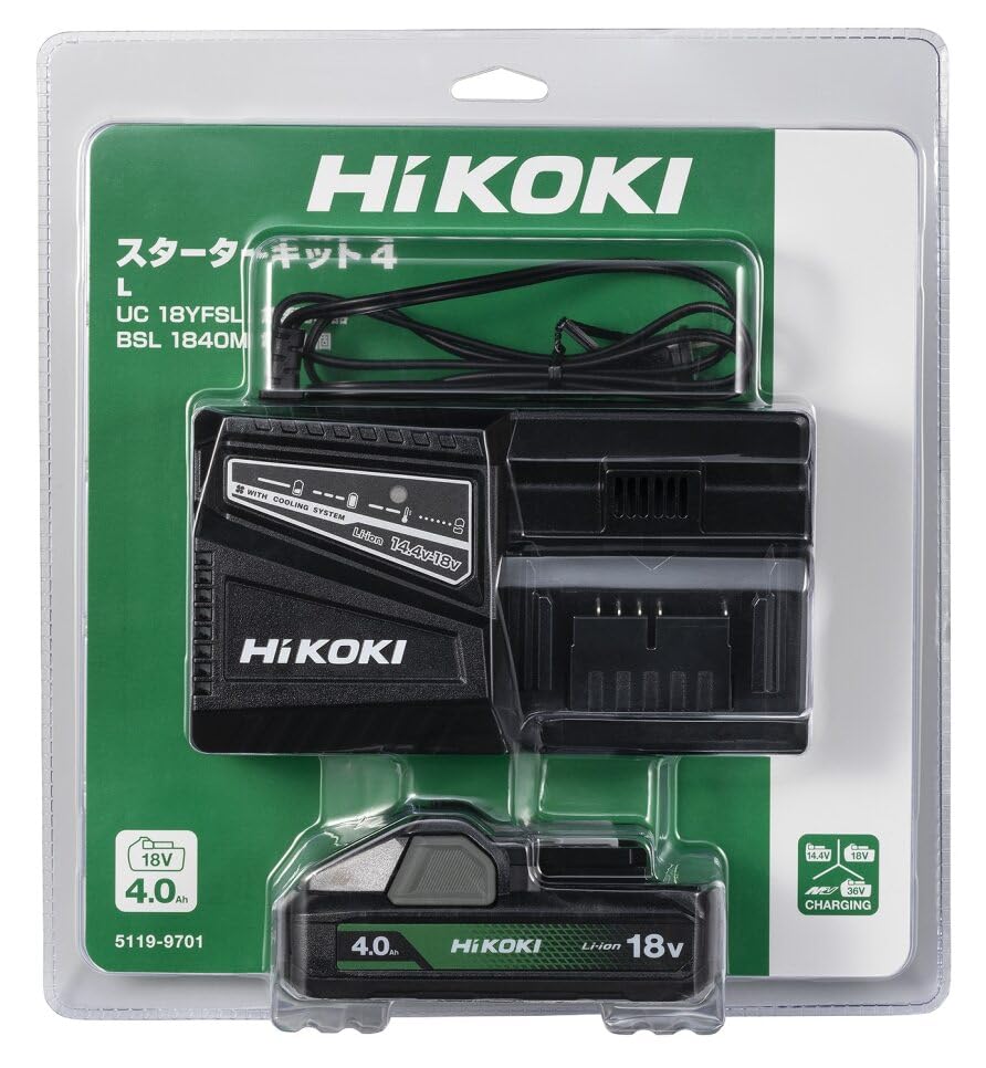 HiKOKI Starter Kit 4 Charger 18V Storage Battery (UC18YFSL) + (BSL1840M) UC18YFSL(L)