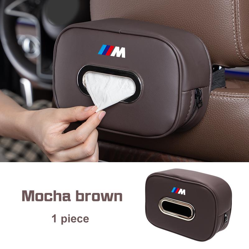 ORWI7 Car Seat Back Tissue Box Leather For BMW X1 X3 X5 X6 X7 E38 E46 E70 E90 F15 F30 G20 G30 1 3 5 6 7 Series Auto Armrest Napkin Bag