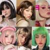MISSQUEEN Женский модный зеленый прямой короткий парик Боб с челкой из синтетического волокна, зеленый парик для косплея на Хэллоуин