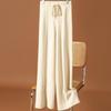 Women's High Waist Wool Wide Leg Pants - Autumn/Winter Casual Floor-Length Knitted Trousers
