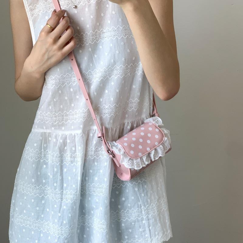 Мини маленькая женская сумка 2025 новая модная кружевная сумка на плечо премиальная сумка-мессенджер в горошек маленькая квадратная сумка