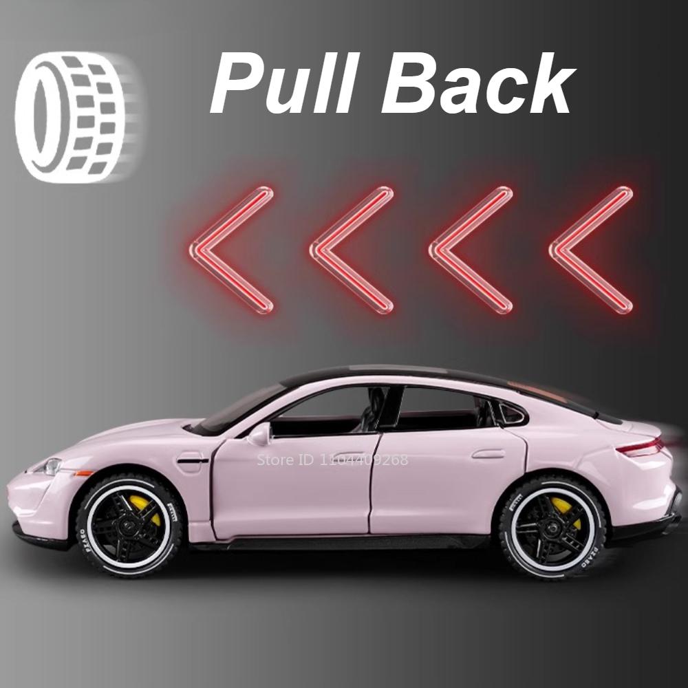 Scale 1:32 Taycan 911 GT3 Sports Car Model Toy Diecast Metal Sound Light Pull Back Miniature Vehicles Toys Collection Ornaments