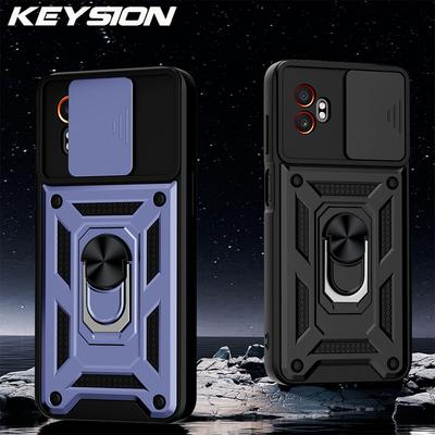 KEYSION Противоударный чехол для Samsung XCover7 Pro 5G со сдвижной защитой объектива камеры, кольцом-подставкой, задняя крышка для телефона Galaxy XCover 7