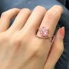 Huitan Trendy Romantic Rings with Pink Cubic Zirconia Luxurious Sweet Girls Finger Accessories Delicate Engagement Zircon Gifts