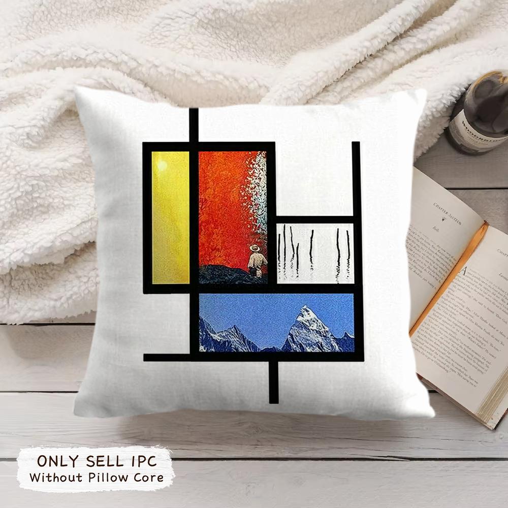 Abstract lines Cushion Cover Soft Short Plush Pillow Cover Smooth Cozy Texture Aesthetic Cushion Case Home Decor