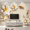 Golden Flowers 3d Murals Jewelry Luxury Photo Wallpaper Living Room Hotel Backdrop Wall Mural Fresco