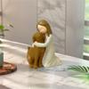 Creative Dog Lover Figurine Cute Miniature Sculpture Crafts Girl Holding Dog Statue  Birthday