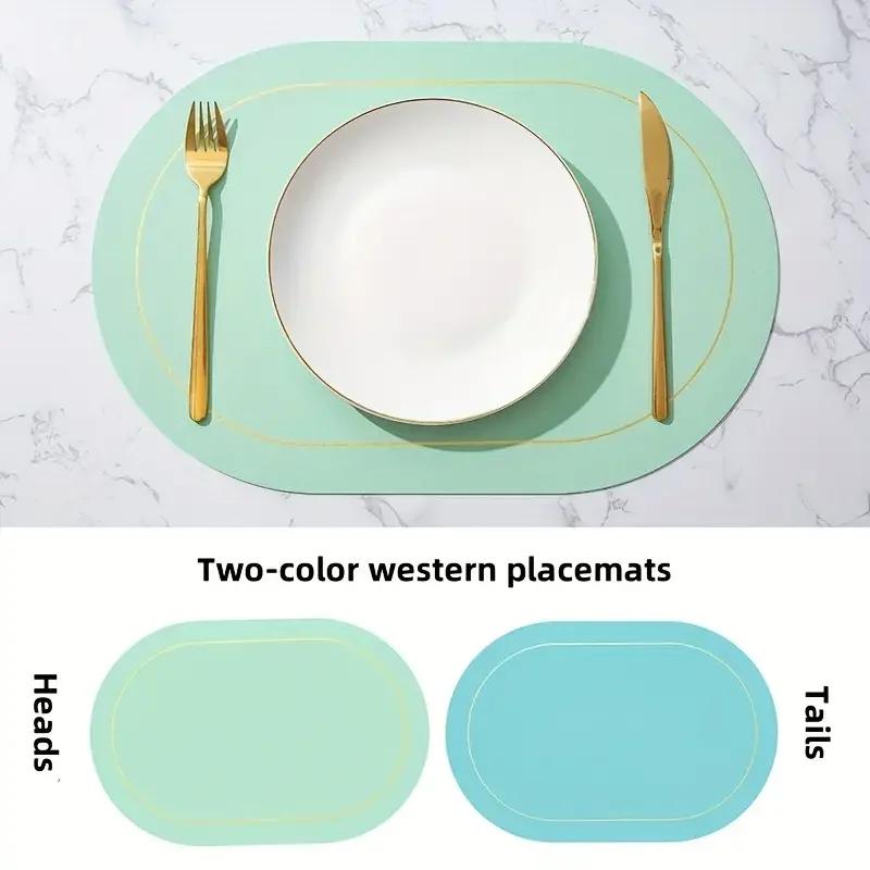 Подставки из искусственной кожи - Двусторонние, Ручная стирка, Противоскользящие, Идеальны для обеда - Прочные, Легко чистятся, Универсальные настольные коврики