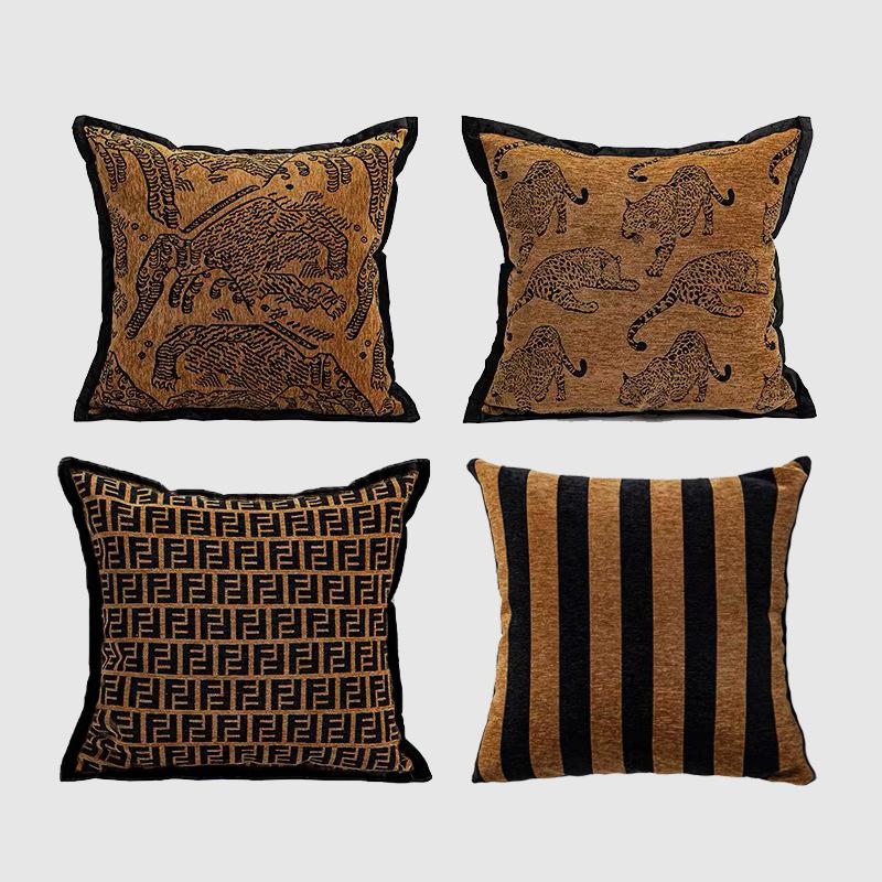 Vintage Animal Jacquard Pillow Cover Tiger Elephant Design Soft Decorative Cushion Case for Sofa Bed Home Throw Pillowcase