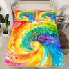 Радужная простыня на резинке двуспального размера и 2 наволочки, красочный радужный мультяшный комплект простыней на резинке с карманом 30 см для детей