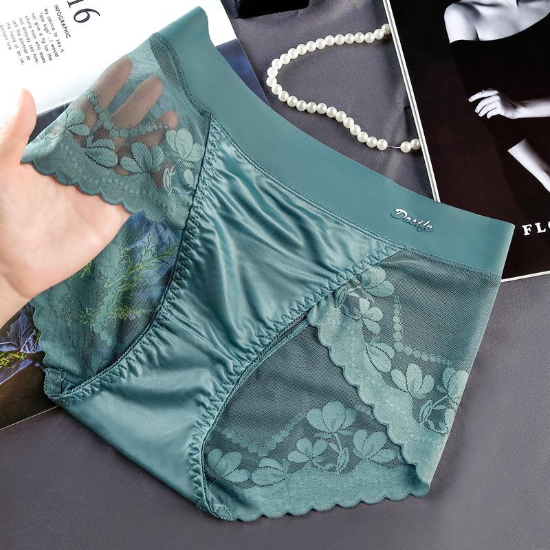 Трусики-стринги из высококачественного атласного кружева с высокой талией, поддерживающие живот, с приподнимающим бедра хлопковым швом и сексуальной сеткой, размер плюс