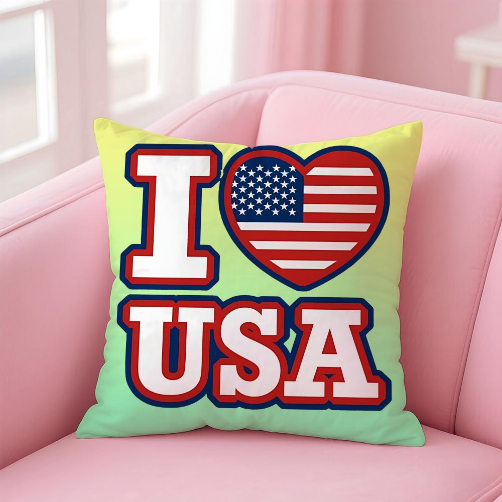 United States USA flag Cushion Cover EcoFriendly Odorless Healthy Pillowcase Soft Comfortable KidSafe No Filling